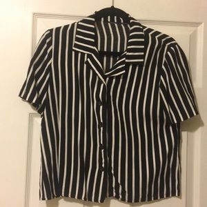Vintage Black & White Stripe Button Down!